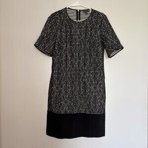 THE LIMITED Dress Womens Small Black White Striped Lace Short Sleeve Knee Length